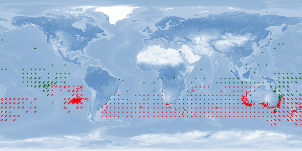 Distribution map: Thunnus maccoyii (Southern bluefin tuna)